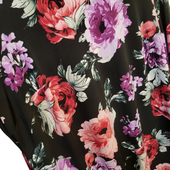 Roz & Ali Floral Dress 3X Curvy Bell Sleeve Red & Purple 22/24w 3xl Retro 60's - Picture 2 of 7